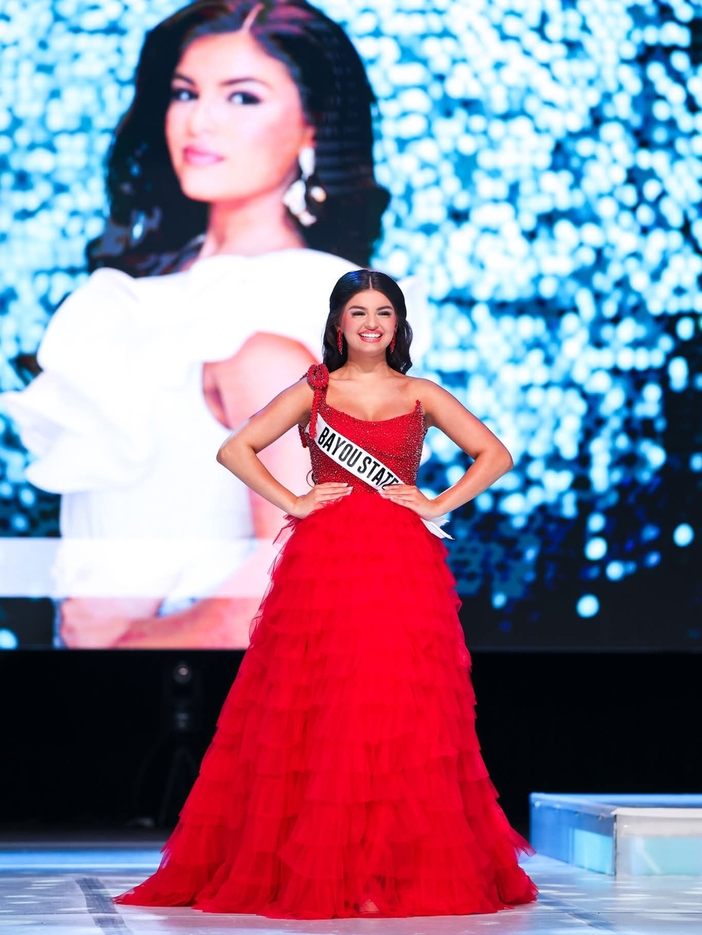 Sherri Hill Red One-Shoulder Tiered Ruffled Evening Gown